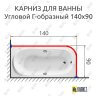 Карниз для ванной Угловой Г образный 140х90 Усиленный 25 мм MrKARNIZ фото 2