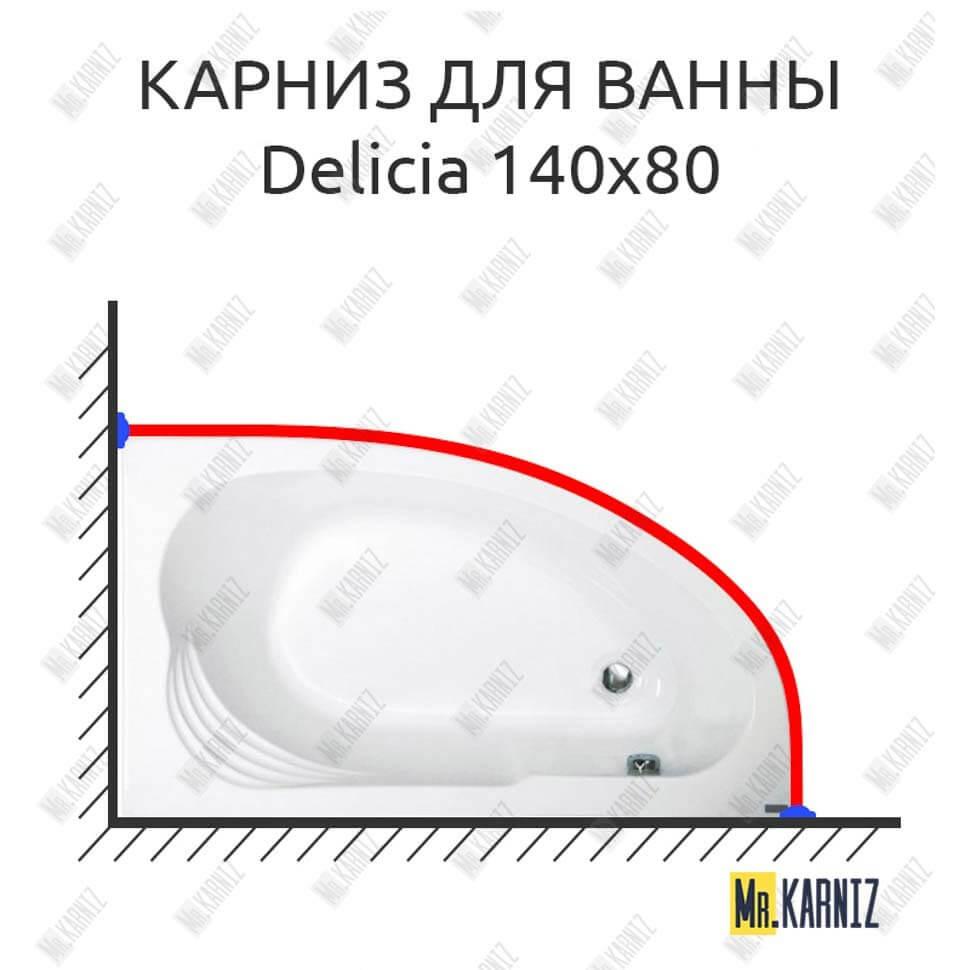 Карниз для ванны Jika Delicia 140х80 Усиленный 25 мм MrKARNIZ