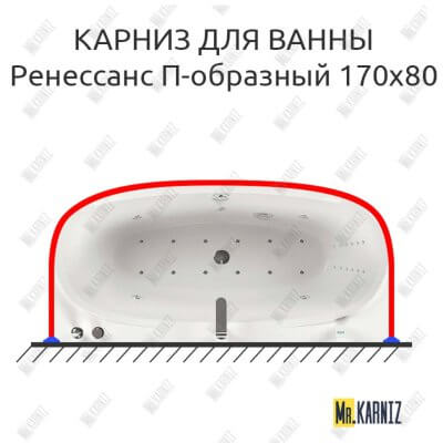 Карниз для ванны Aquatika Ренессанс П-образный 170х80 Усиленный 25 мм MrKARNIZ