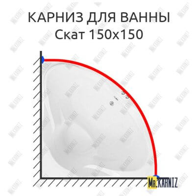 Карниз для ванны Bach Скат 150х150 Усиленный 25 мм MrKARNIZ
