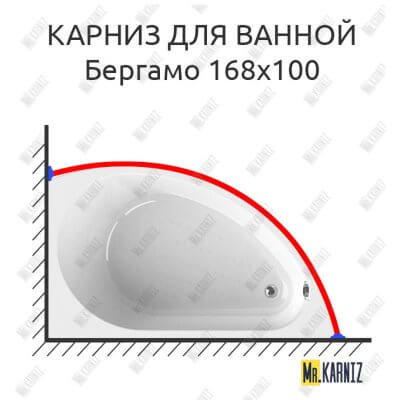 Карниз для ванной Vannesa Бергамо 168х100 Усиленный 25 мм MrKARNIZ