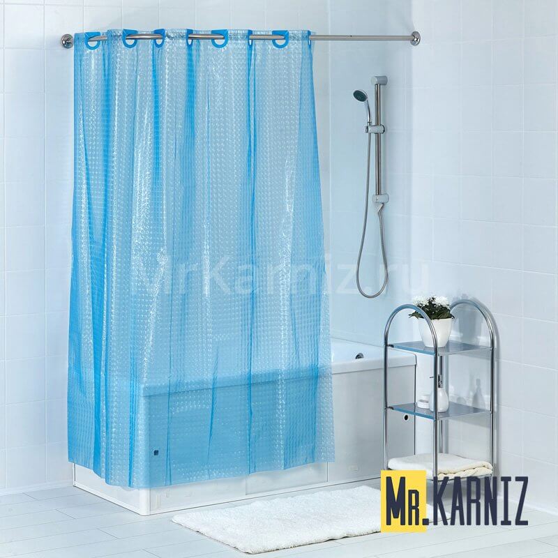Штора для ванной 3D синяя Штора для ванной 3D синяя