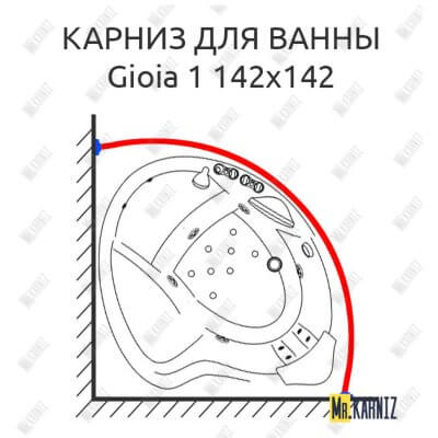 Карниз для ванны Doctor Jet Gioia - 1 142х142 Усиленный 25 мм MrKARNIZ